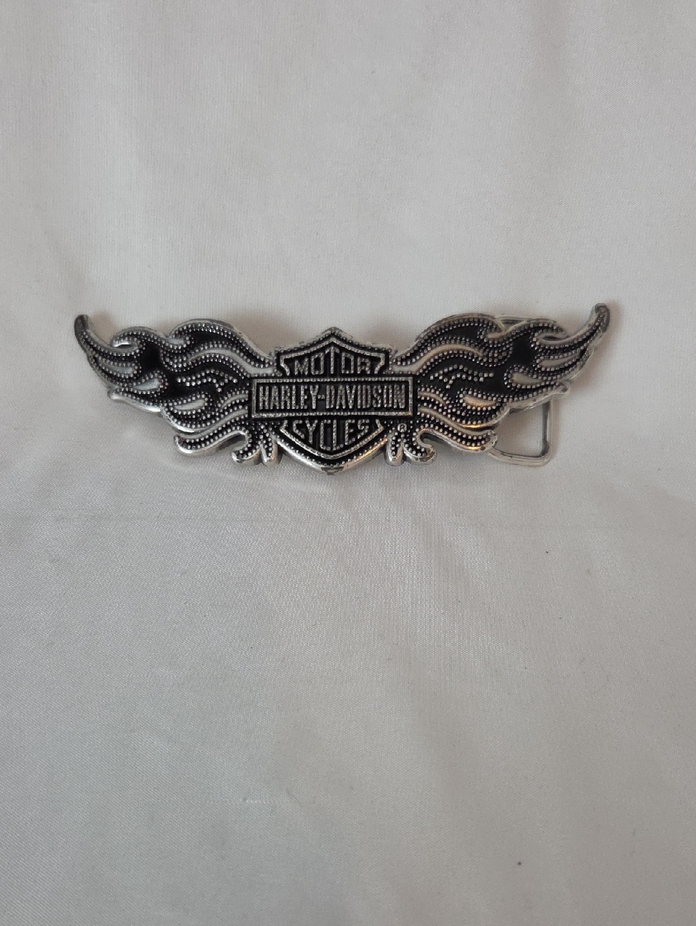 Harley-Davidson Silver Flame Shield Belt Buckle
